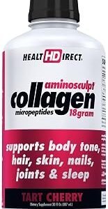 HEALTH DIRECT AminoSculpt Sugar-Free Collagen Supplement - High Potency Medical-Grade Protein for Hair, Skin, Nails & Joints, Grass-Fed, Non-GMO, Liquid Collagen - Tart Cherry - 30 Fl Oz
