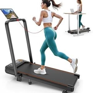 Folding Walking Pad with 15% Incline/RGB Light/Dual Screen Display, 3.5HP Treadmills for Home, Portable Walking Pad Treadmill with Handle Bar and 4 Adjustable Incline, 350lbs Capacity, Smart App