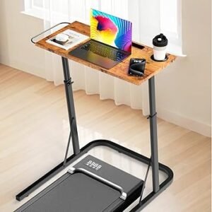 Adjustable Treadmill Walking Pad Desk, for Bike/Cycling Trainer, Workstation Standing Desk, Trainer Stand Table for Indoor, Treadmill Attachment-Exercise While Working or Watching TV, Rustic Brown