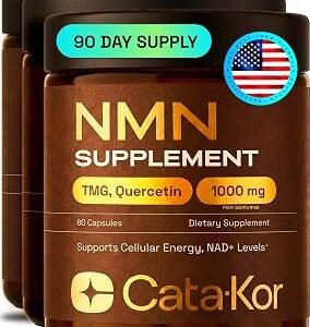 Cata-Kor NMN Supplement – 4-in-1 NAD Supplement with Quercetin | TMG | Resveratrol – Supports Cellular Energy & NAD+ Levels – 180 Capsules – Third-Party Tested (3 Pack)