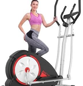ANCHEER Elliptical Exercise Machine, Ultra-Silent Elliptical Trainer for Home Gym, Exercise Equipment 500Lbs Capacity, Pulse Rate Grips 14&8 Resistance Levels
