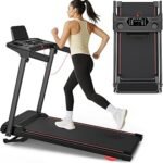 Treadmill with 0-15% Auto Incline, 0.6-7.5MPH Foldable Walking Pad Treadmill with Handle Bar for Home Small, 3.0HP Low Noise Portable Walking Running Machine for Small Space, 350LBS Capacity