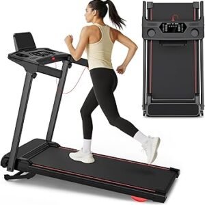 Treadmill with 0-15% Auto Incline, 0.6-7.5MPH Foldable Walking Pad Treadmill with Handle Bar for Home Small, 3.0HP Low Noise Portable Walking Running Machine for Small Space, 350LBS Capacity