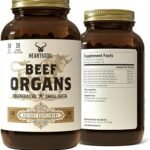 HEART & SOIL – 100% Grass Fed & Finished Beef Organs from Regenerative Cattle with Liver, Heart, Kidney, Pancreas & Spleen – 3000mg Beef Organ Supplement for Women & Men – Glass Bottle – 180 Capsules