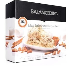 BalanceDiet™ | Protein Bar | 15g of Protein | Low Carb | 7 Bar Box (Salted Toffee Pretzel)