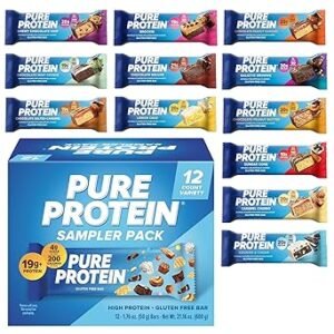 Pure Protein Variety Pack - 12 Count Box | 20g High Protein, Gluten-Free, On-the-Go Snack | Ideal Pre & Post-Workout Fuel | Low Sugar, Great Taste!