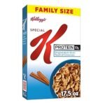 Kellogg's Special K Protein Breakfast Cereal, Protein Cereal, Family Breakfast, Family Size, Original Multi-Grain Touch of Cinnamon, 17.5oz Box (1 Box)