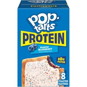 Pop-Tarts Protein Toaster Pastries, 10g Protein, Bumpin' Blueberry, 14.3oz Box (8 Pop-Tarts)