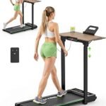 Walking Pad Treadmill with Adjustable Desk, 330lbs Capacity, Compact Walking Pad, 2.5HP Under Desk Treadmills, 45dB Silent Operation, Foldable Treadmill with Remote Control, for Home Office
