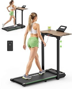 Walking Pad Treadmill with Adjustable Desk, 330lbs Capacity, Compact Walking Pad, 2.5HP Under Desk Treadmills, 45dB Silent Operation, Foldable Treadmill with Remote Control, for Home Office