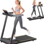 DeerRun Foldable Treadmill for Home with 6% Manual Incline & Handlebar, Compact Folding Walking Pad Treadmill for Walking, Jogging & Running, 0.6-7.5 MPH, 300 lb Capacity, App & Remote Control