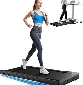 DeerRun Under Desk Walking Pad Treadmill for Home Office & Small Spaces, 6% Manual Incline, 0.6–3.8 MPH Walking Speed, 2.5 HP, 300 lb Capacity, App & Remote Control