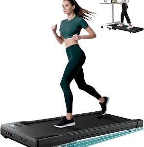 DeerRun Under Desk Walking Pad Treadmill for Home Office & Small Spaces, 6% Manual Incline, 0.6–3.8 MPH Walking Speed, 2.5 HP, 300 lb Capacity, App & Remote Control