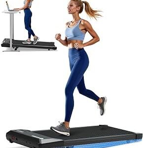 DeerRun Under Desk Walking Pad Treadmill for Home & Office, 6% Manual Incline, 2.5 HP, 0.6–3.8 MPH Walking Speed, 300 lb Capacity, App & Remote Control