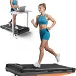 DeerRun Walking Pad Treadmill with Incline, 12% Auto Incline Under Desk Treadmill, 3.0 HP, 300 lb Capacity, Portable Treadmill for Home Office, Remote & App Control