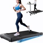 DeerRun Under Desk Walking Pad Treadmill with 6% Manual Incline, 0.6-3.8 MPH Walking Speed, 2.5 HP, 300 lb Capacity, App & Remote Control, for Home Office & Small Spaces