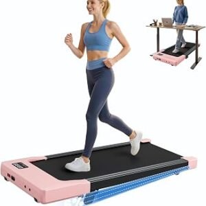 DeerRun Under Desk Walking Pad Treadmill for Home & Office, 6% Manual Incline, 2.5 HP, 0.6–3.8 MPH Walking Speed, 300 lb Capacity, App & Remote Control
