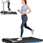 DeerRun Under Desk Walking Pad Treadmill with 6% Manual Incline, 0.6-3.8 MPH Walking Speed, 2.5 HP, 300 lb Capacity, App & Remote Control, for Home Office & Small Spaces