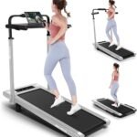 ANCHEER Treadmill with 12%/15% Incline, Folding Walking Pad with Handle Bar, 320-450lb Capacity Under Desk Foldable 3.5HP Treadmills for Home/Office/Gym,Installation-Free
