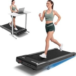 DeerRun Under Desk Walking Pad Treadmill for Home & Office, 6% Manual Incline, 2.5 HP, 0.6–3.8 MPH Walking Speed, 300 lb Capacity, App & Remote Control