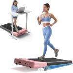 DeerRun Under Desk Walking Pad Treadmill with 6% Manual Incline, 0.6-3.8 MPH Walking Speed, 2.5 HP, 300 lb Capacity, App & Remote Control, for Home Office & Small Spaces