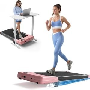 DeerRun Under Desk Walking Pad Treadmill with 6% Manual Incline, 0.6-3.8 MPH Walking Speed, 2.5 HP, 300 lb Capacity, App & Remote Control, for Home Office & Small Spaces