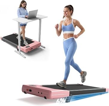 DeerRun Under Desk Walking Pad Treadmill with 6% Manual Incline, 0.6-3.8 MPH Walking Speed, 2.5 HP, 300 lb Capacity, App & Remote Control, for Home Office & Small Spaces