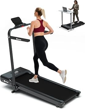 DeerRun Walking Pad Treadmill with Incline and Handle Bar, 4-in-1 Foldable Under Desk Treadmills for Home Small or Office, 300 lbs Capacity 3.0 HP Folding Portable Walking Pad with APP