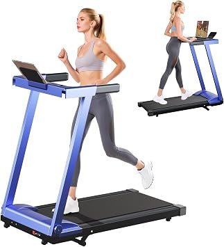 DeerRun Foldable Treadmill for Home with 6% Manual Incline & Handlebar, Compact Folding Walking Pad Treadmill for Walking, Jogging & Running, 0.6-7.5 MPH, 300 lb Capacity, App & Remote Control