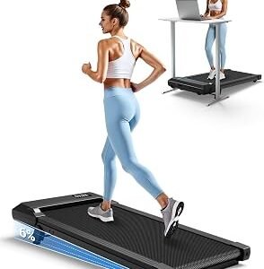 DeerRun Under Desk Walking Pad Treadmill for Home & Office, 6% Manual Incline, 0.6–3.8 MPH Walking Speed, 300 lb Capacity, App & Remote Control