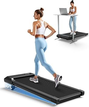 DeerRun Under Desk Walking Pad Treadmill for Home & Office, 6% Manual Incline, 0.6–3.8 MPH Walking Speed, 300 lb Capacity, App & Remote Control