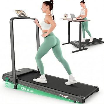 FUNMILY Upgrade Walking Pad Folding Treadmill with 12%/15% Incline & Handle Bar, 3.5HP Foldable Under Desk Compact Treadmills for Home/Office/Gym, 400+lb Capacity, Shock Absorption