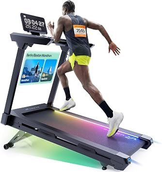 1st Smart Home Treadmill for Marathoner, UREVO Quiet Treadmills for Home with Dual Brushless 4.0 HP Motorized, 12.5 MPH Foldable Treadmill, 12% Auto Incline, Installation Free
