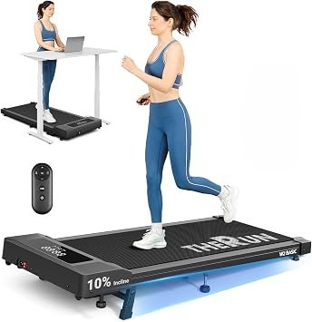 THERUN Small Walking Pad Treadmill with 5%/10% Incline, 2.5HP Brushless Core with 265/330 LBS Weight Capacity, Ultra-Quiet Under Desk Machine with Remote & LED Display for Home & Office Use
