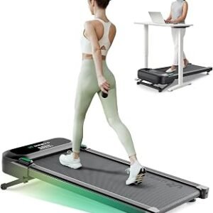 UREVO Auto Incline Walking Pad with AI App, Brushless Quiet Motorized Treadmill for Apartments, 9% Power Incline Standing Desk Treadmill, 12-Point Shock Absorption & Immersive Hiking