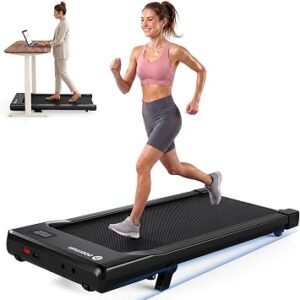 DeerRun Under Desk Walking Pad Treadmill for Home Office & Small Spaces, 6% Manual Incline, 0.6–3.8 MPH Walking Speed, 2.5 HP, 300 lb Capacity, App & Remote Control
