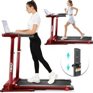 Walking Pad Treadmill with Desk Workstation, 15% Incline Treadmill with Handle Bar, Foldable Treadmills Under Desk for Home/Office, 400 lbs+ Capacity, Adjustable Height, Removable Desk, 3.5HP Motor