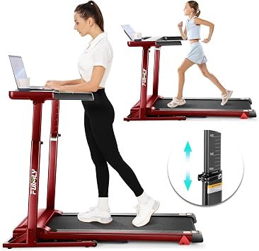 Walking Pad Treadmill with Desk Workstation, 15% Incline Treadmill with Handle Bar, Foldable Treadmills Under Desk for Home/Office, 400 lbs+ Capacity, Adjustable Height, Removable Desk, 3.5HP Motor