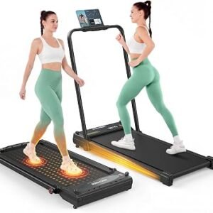 FUNMILY Walking Pad Treadmill with Massage/Vibration Plate Combo, Foldable Treadmills for Home Office, Portable Walking Pad 300+lbs Capacity, Remote Control