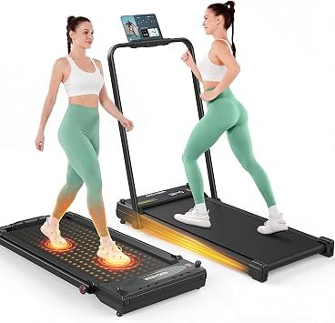 FUNMILY Walking Pad Treadmill with Massage/Vibration Plate Combo, Foldable Treadmills for Home Office, Portable Walking Pad 300+lbs Capacity, Remote Control