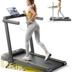TOPUTURE Walking Pad Treadmill with 12% Incline, 4 in 1 Foldable Treadmill with Handle Bar for Home/Office, Under Desk Treadmills Portable Folding Walking Pad with App & Bluetooth Speaker, 0.6-10MPH