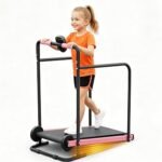 Kids Walking Pad Treadmill - Non-Motorized Indoor Exercise Equipment for Boys & Girls, Ages 8+, Self-Propelled Fitness Toy with Front Padded Rails, Safe Active Play Gym for Home Use