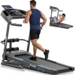 Treadmill with Incline & Sit Up Bench, Smart Treadmills for Home with Body Fat Measurement & Heart Rate Sensor,3.5HP Foldable Heavy Duty Treadmill 350 LB Capacity ANCHEER Walking Pad