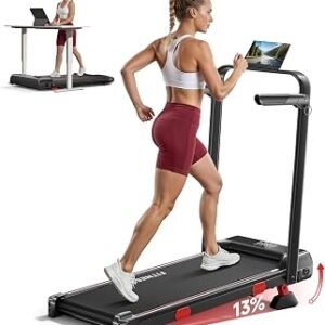 RHYTHM FUN Treadmill with Incline, Walking Pad with Handle Bar,300lbs Walking Pad with APP, Portable Folding Walking Treadmills for Home/Office with Low Noise