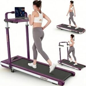 Walking Pad Treadmill with Desk Workstation, 15% Incline Treadmill with Handle Bar, Foldable Treadmills Under Desk for Home/Office, 400 lbs+ Capacity, Adjustable Height, Removable Desk, 3.5HP Motor