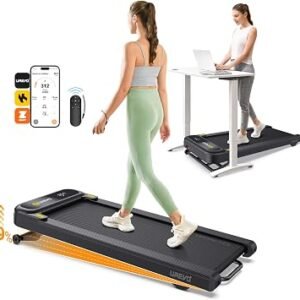Smart Treadmill with 9% Auto Incline, Hiking and Running Walking Pad Treadmills for Home Office, Treadmill with UREVO APP, AI Powered Music Course, HIIT Programs Synced to Scenic Route, One-Click Mute
