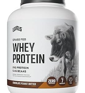 Levels Grass Fed Whey Protein Powder, No Artificials, 24G of Protein, Chocolate Peanut Butter, 5LB
