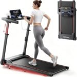 TOPUTURE Walking Pad with Adjustable Handle Bar & Incline, Foldable Treadmills for Home, Portable Walking Pad with Desk, LED Display & App and Remote Control