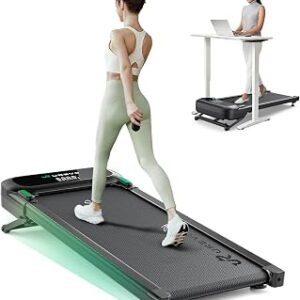 UREVO Auto Incline Walking Pad with AI App, Brushless Quiet Motorized Treadmill for Apartments, 9% Power Incline Standing Desk Treadmill, 12-Point Shock Absorption & Immersive Hiking