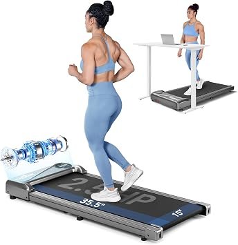 THERUN Walking Pad Treadmill Under Desk, Portable Mini Treadmill for Home/Office, Walking Pad Treadmill 2.5HP, Walking Jogging Machine with 265 lbs Weight Capacity Remote Control LED Display